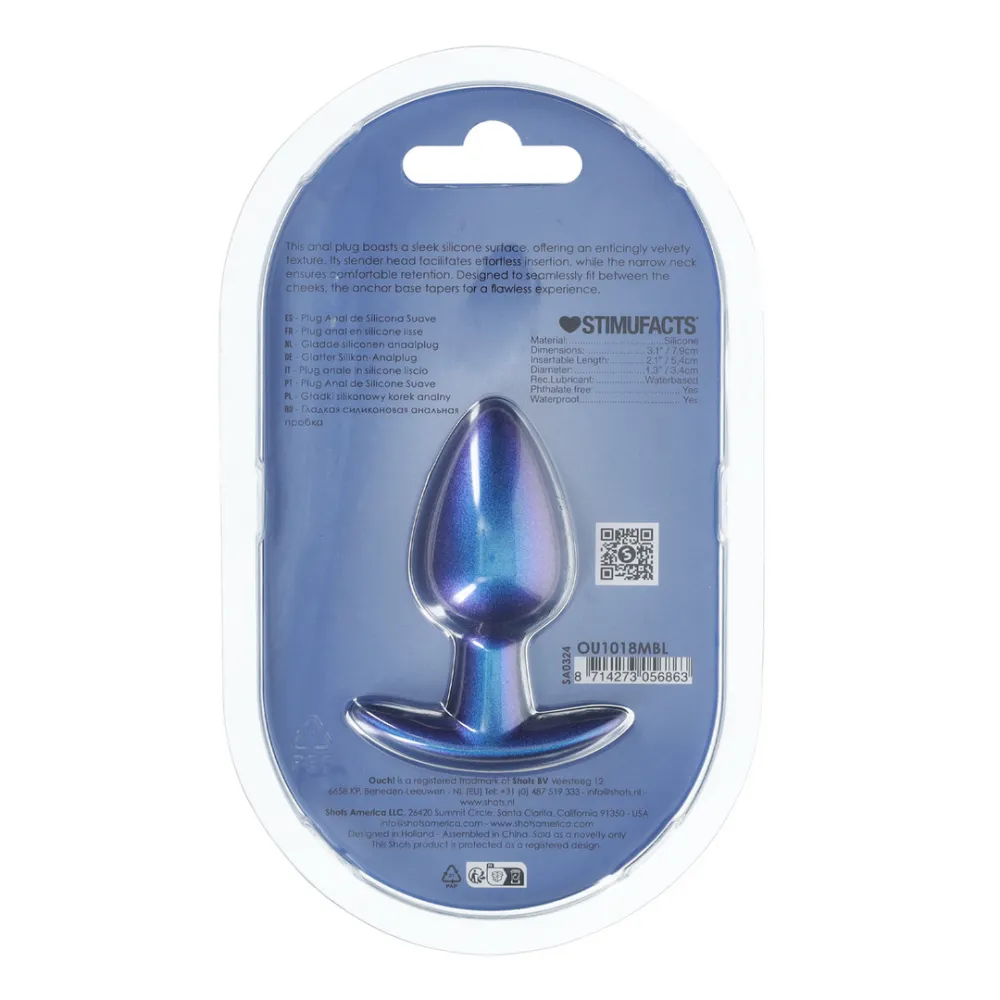 Geleidelijke Silicone Anale Plug - Medium - 3.1 / 7,9 cm - Metallic Blauw