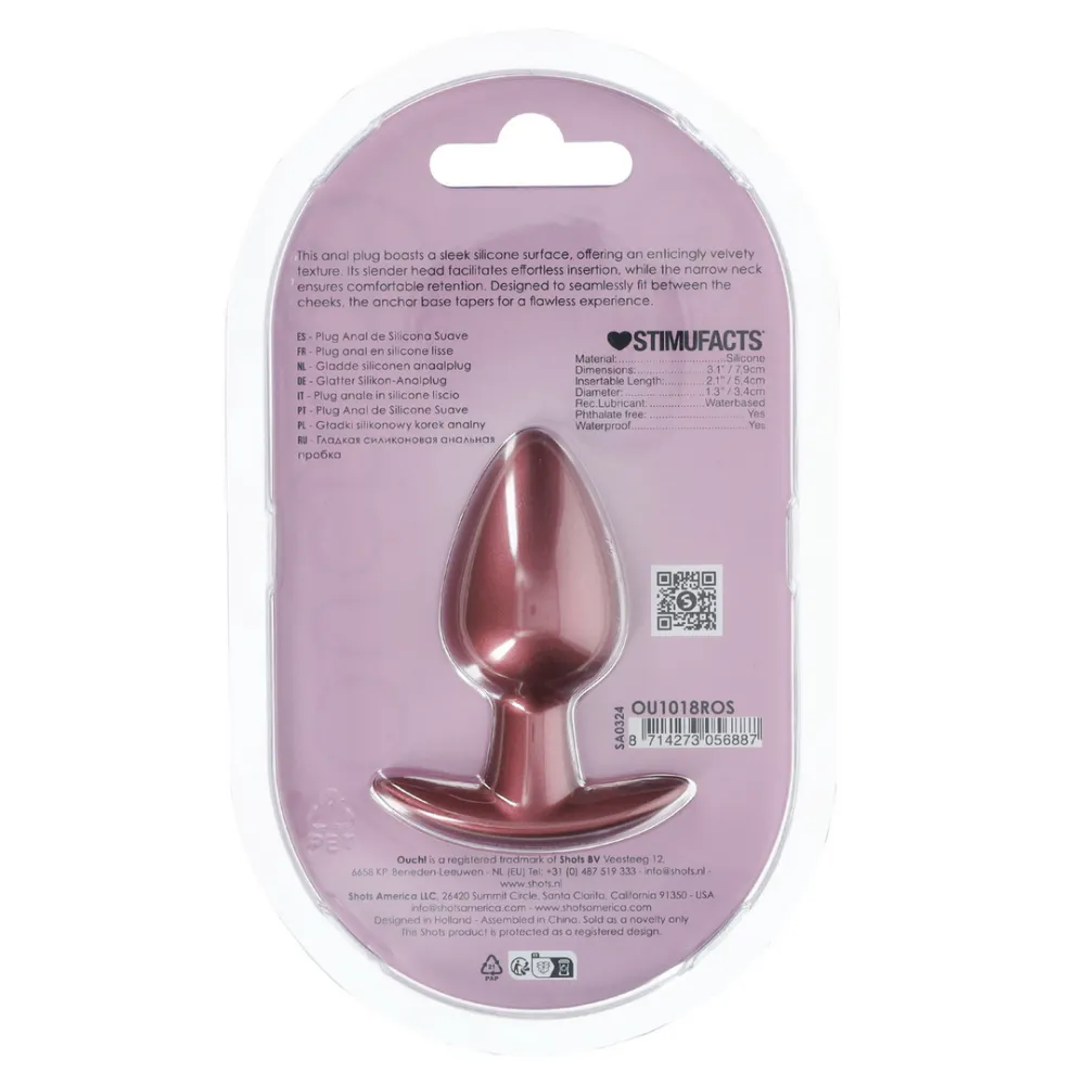Zachte Siliconen Anale Plug - Medium - 3,1 / 7,9 cm - Roségoud