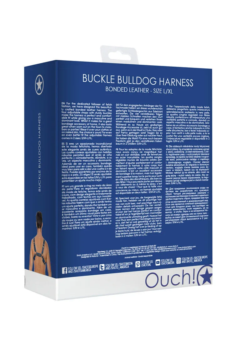 Leren Bulldog Harnas met Gespen - L/XL
