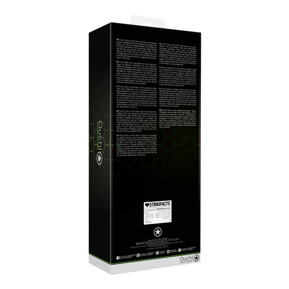 Dijbanden met riem en handboeien - Glow in the Dark - L/XL