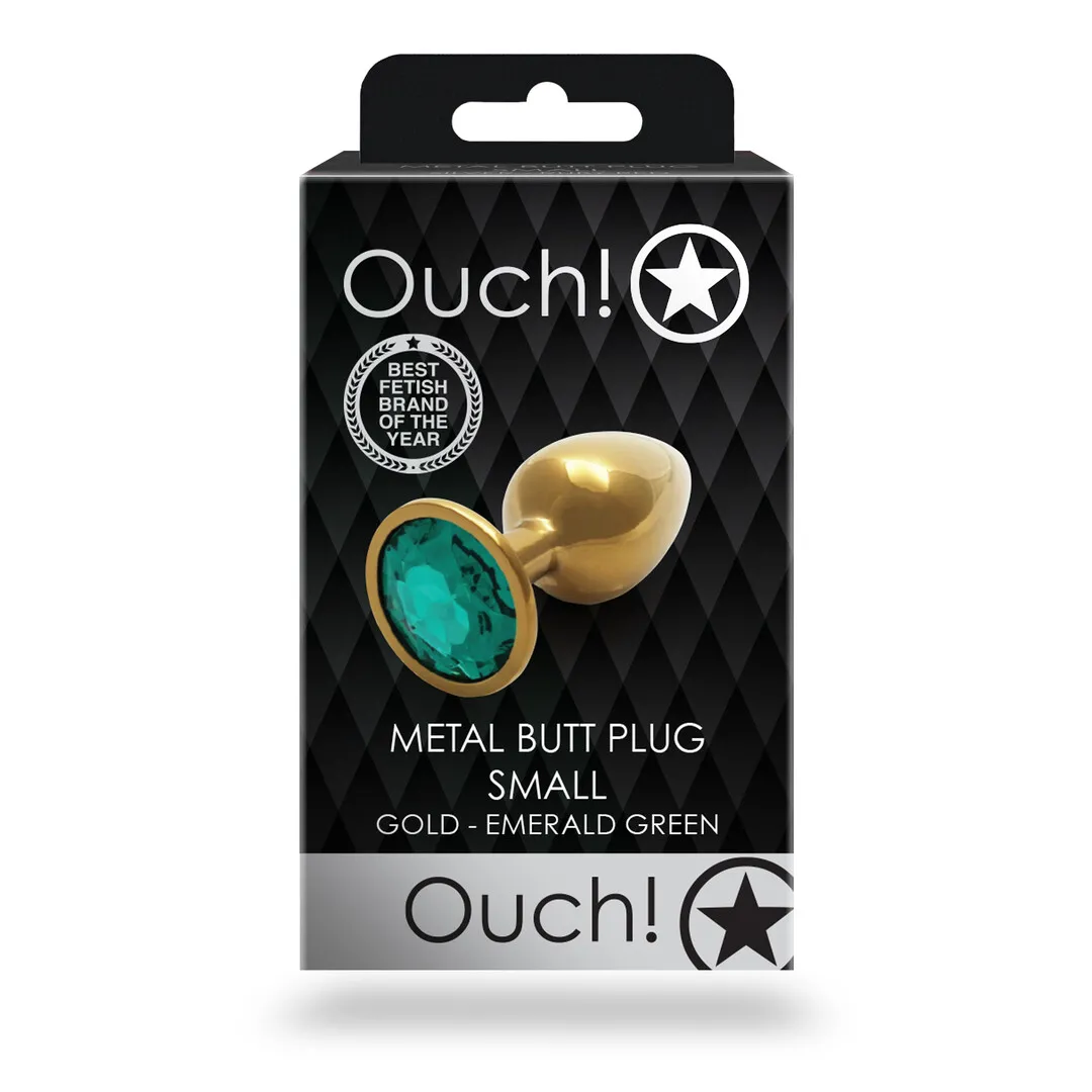 Ronde Edelsteen Butt Plug - Klein - Goud/Emerald Groen