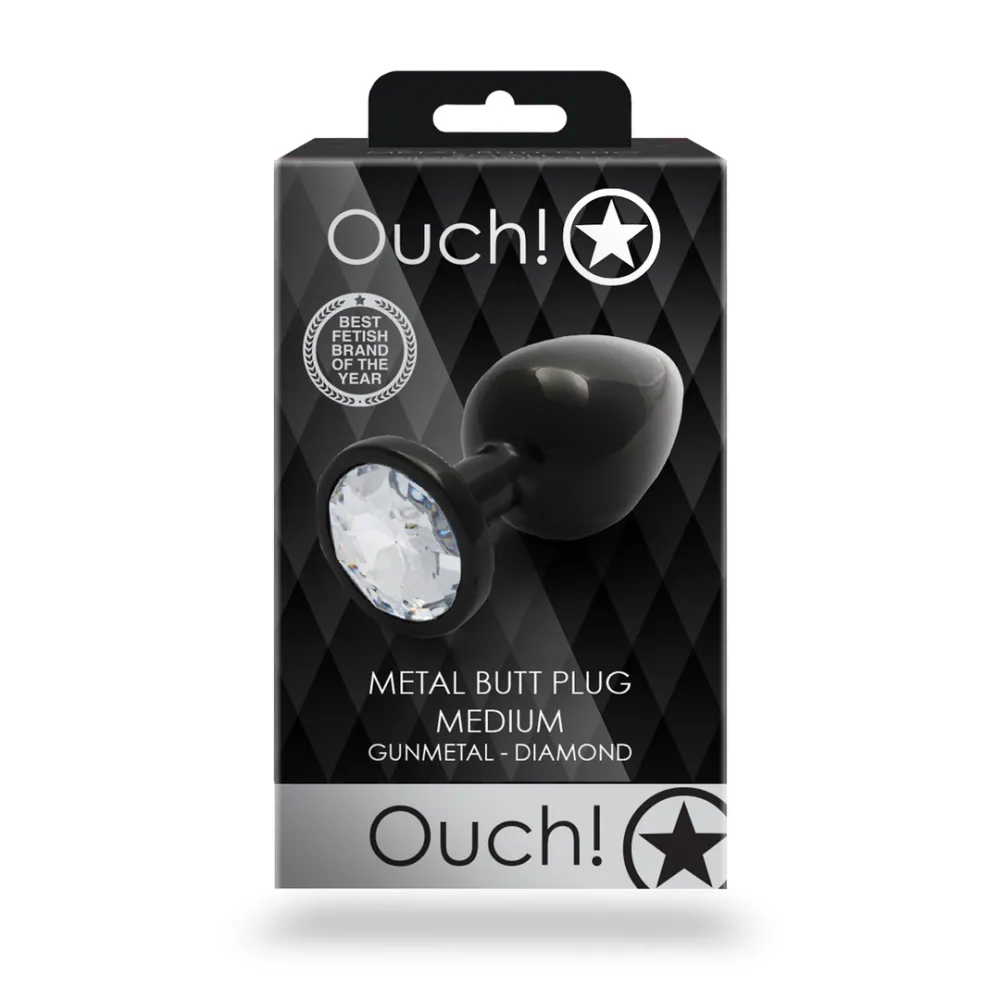 Ronde Gem Butt Plug - Medium - Gunmetal/Diamond