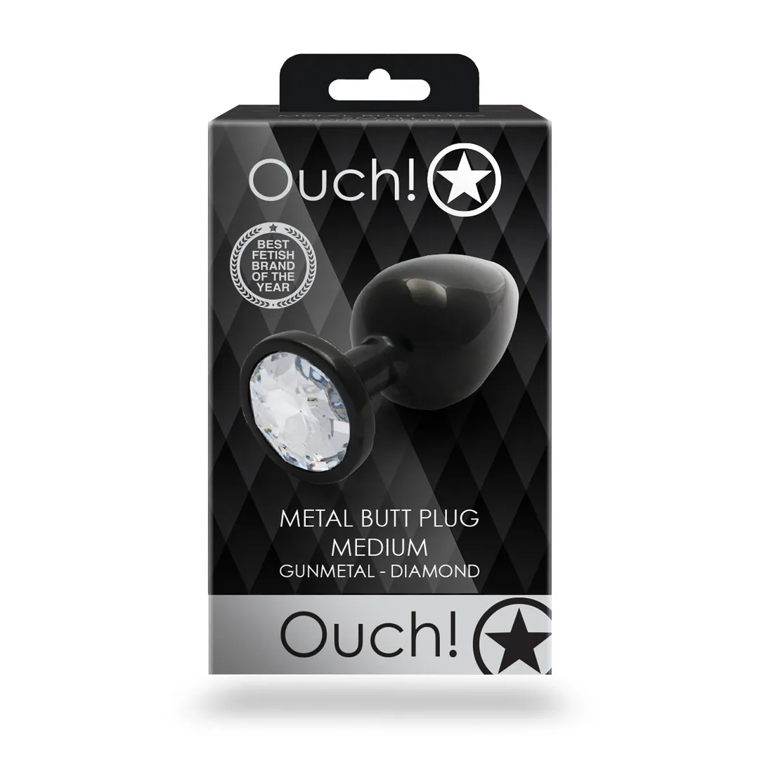 Ronde Gem Butt Plug - Medium - Gunmetal/Diamond