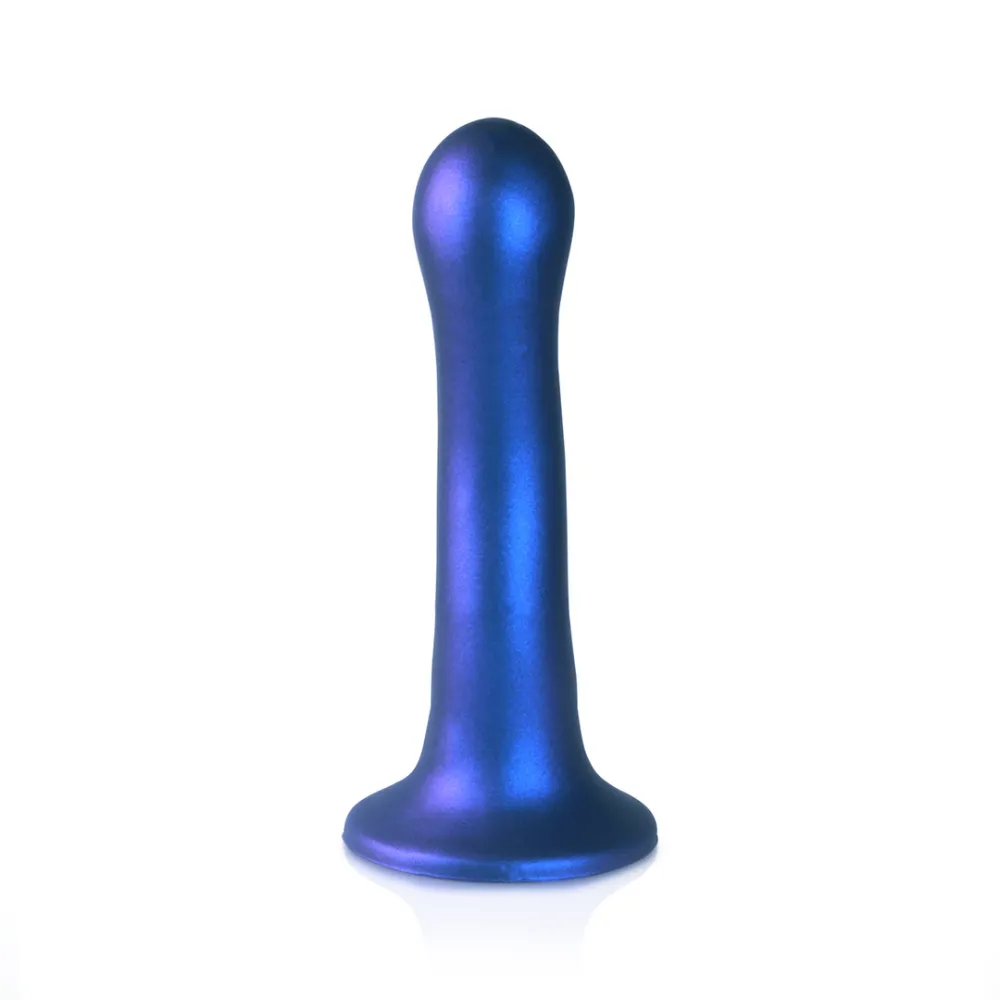 Ultra Zachte Siliconen Curve G-Spot Dildo - 7'' / 17 cm - Metallic Blauw