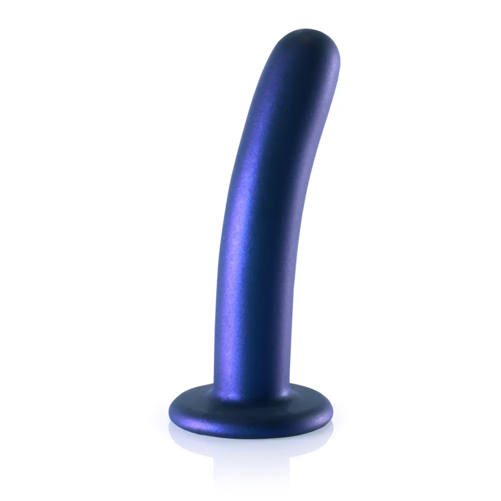 Zachte Silicone G-Spot Dildo - 6'' / 14,5 cm - Metallic Blauw