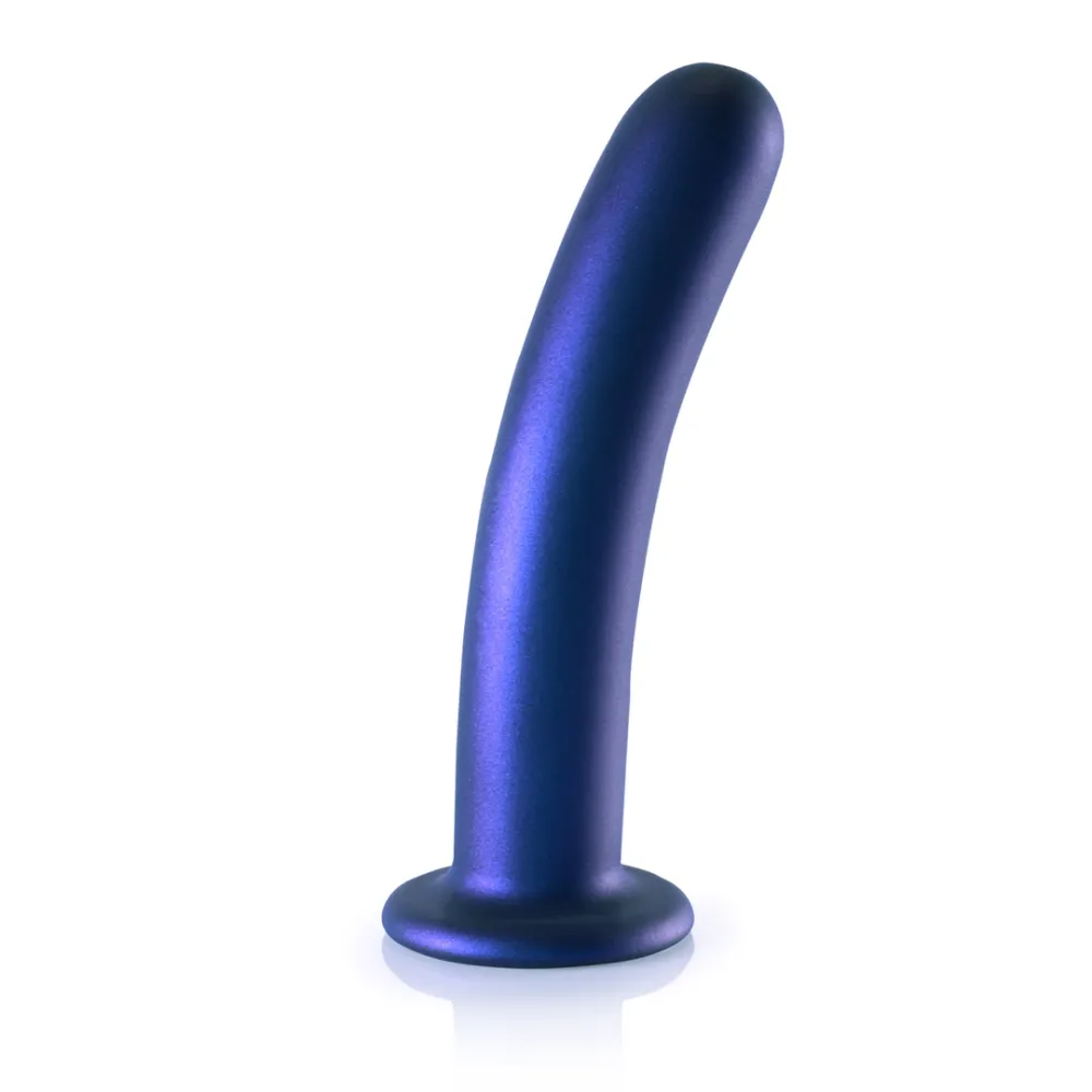 Zachte Silicone G-Spot Dildo - 7'' / 17 cm - Metallic Blauw