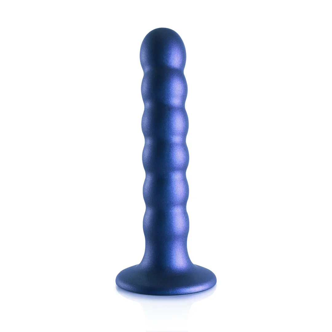 Beaded Silicone G-Spot Dildo - 5'' / 13 cm - Metallic Blauw
