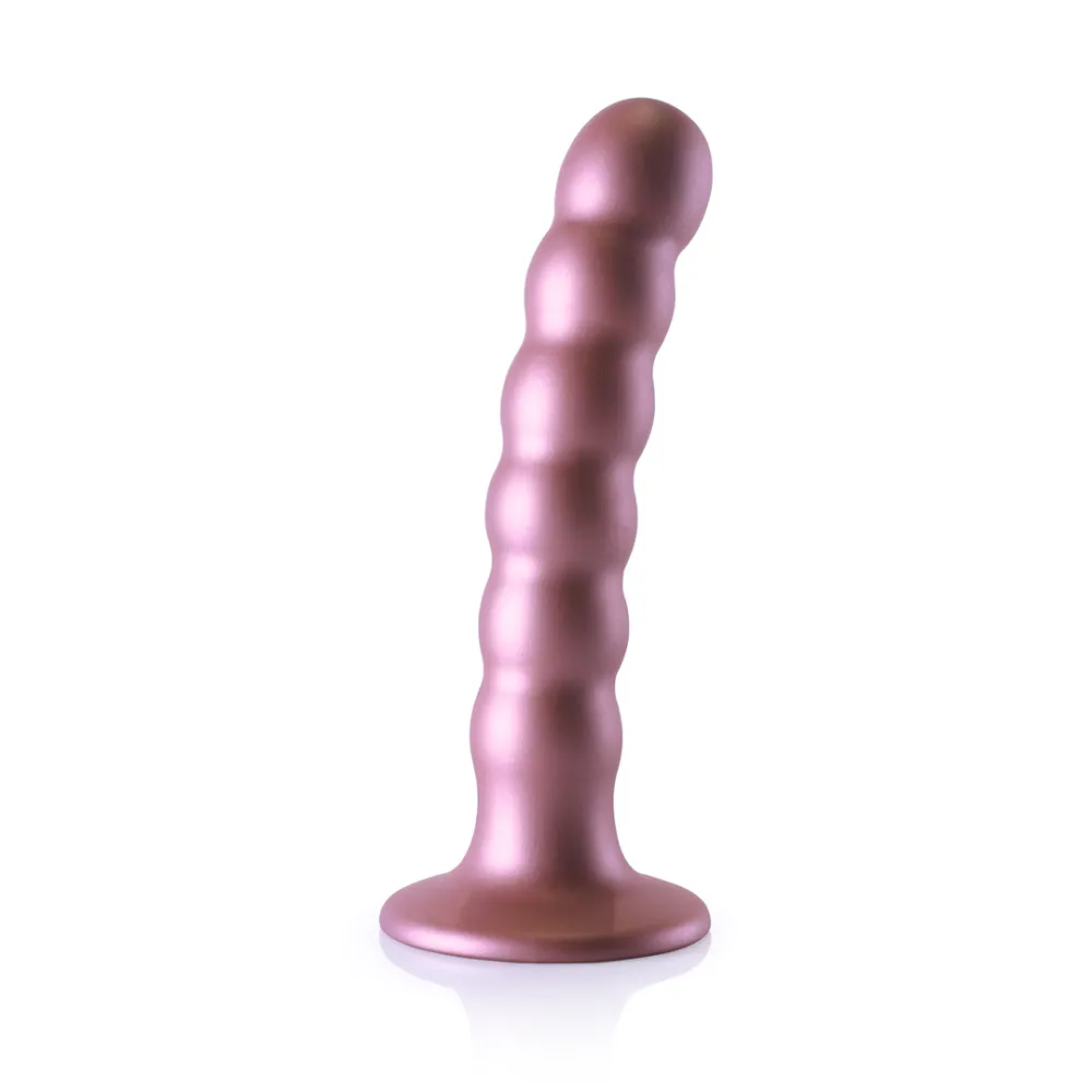Beaded Silicone G-Spot Dildo - 5'' / 13 cm - Roségoud