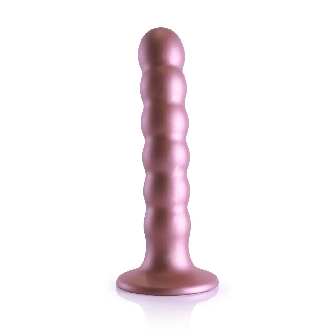 Beaded Silicone G-Spot Dildo - 5'' / 13 cm - Roségoud