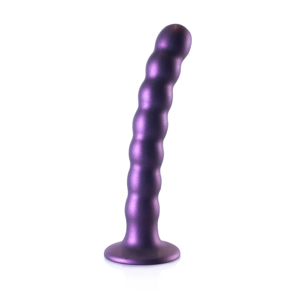 Beaded Silicone G-Spot Dildo - 6,5'' / 16,5 cm - Metallic Paars