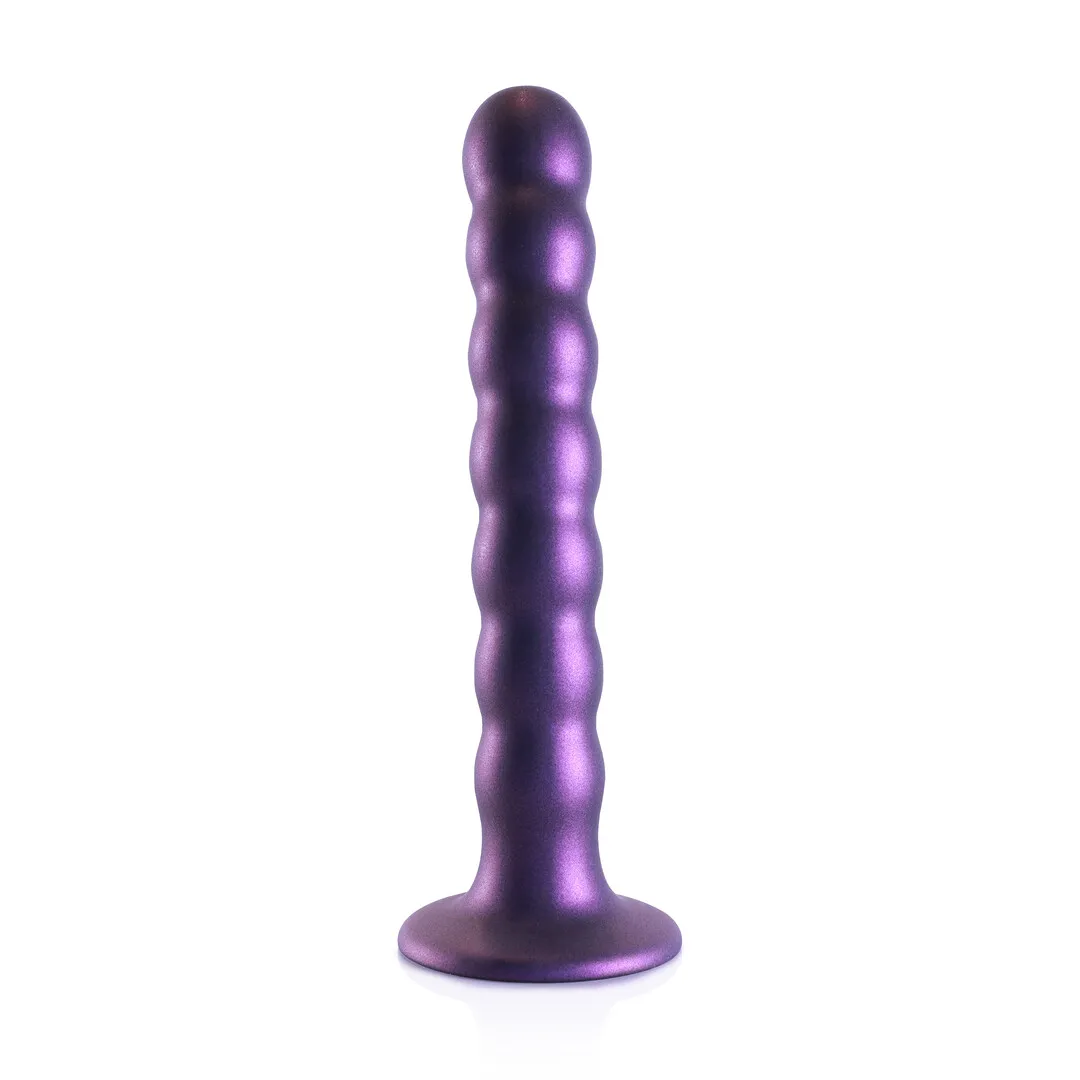 Beaded Silicone G-Spot Dildo - 6,5'' / 16,5 cm - Metallic Paars