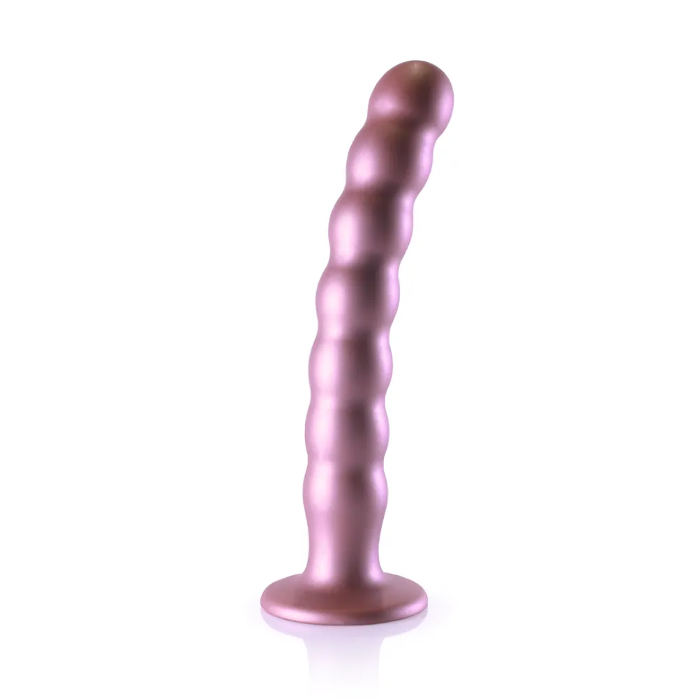 Beaded Silicone G-Spot Dildo - 8'' / 20,5 cm - Rosé Goud