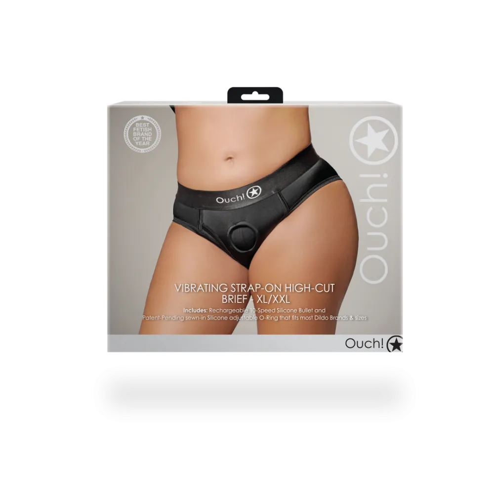 Vibrerende Strap-on Hoge Cut Slip - XL/XXL - Zwart
