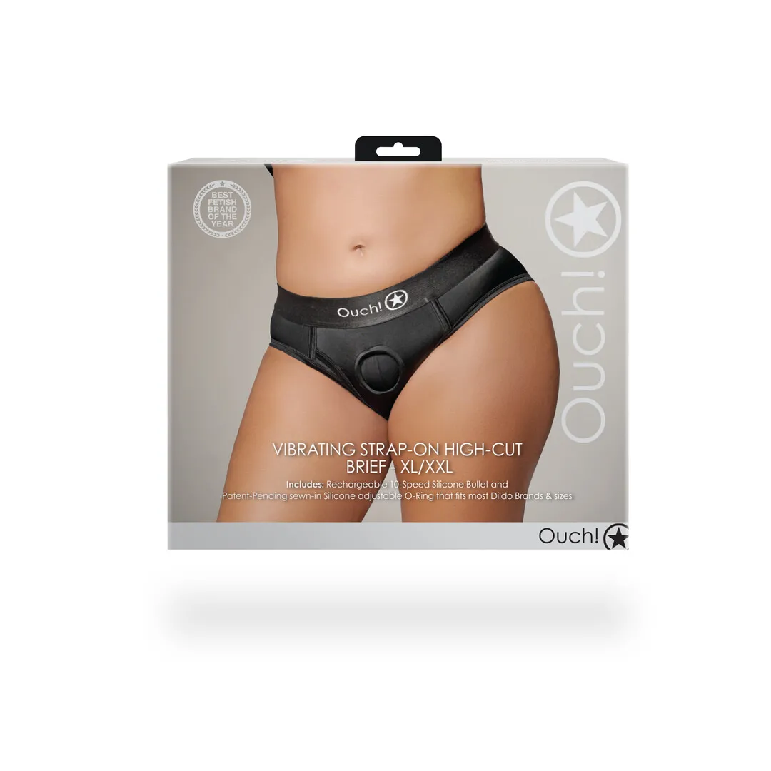 Vibrerende Strap-on Hoge Cut Slip - XL/XXL - Zwart