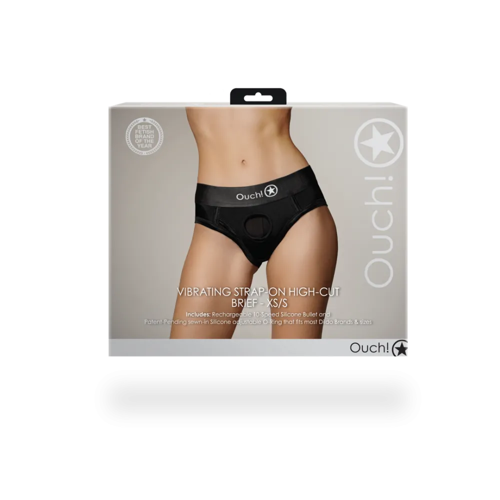 Vibrerende Strap-on Hoge Slip - XS/S - Zwart