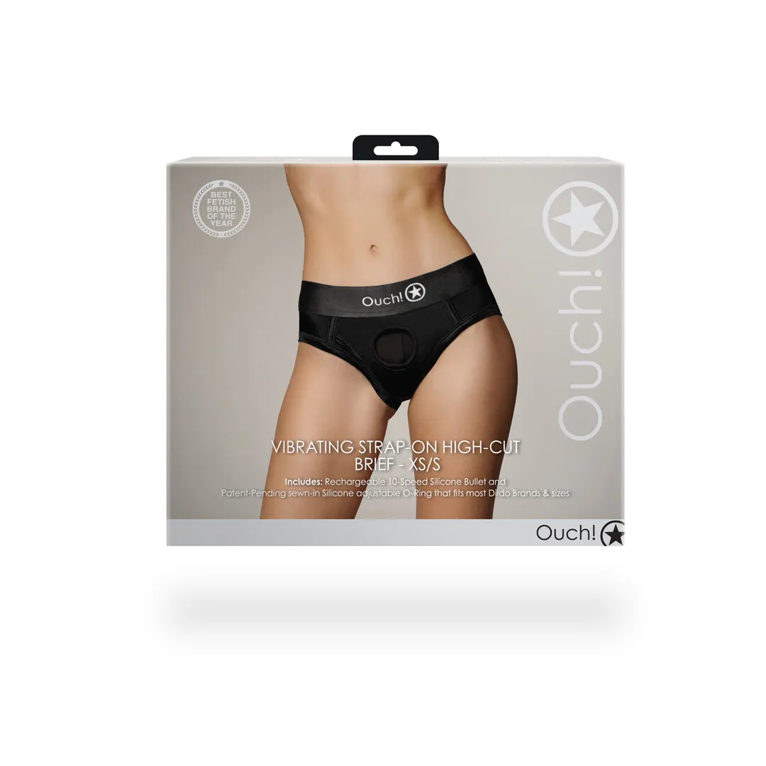Vibrerende Strap-on Hoge Slip - XS/S - Zwart