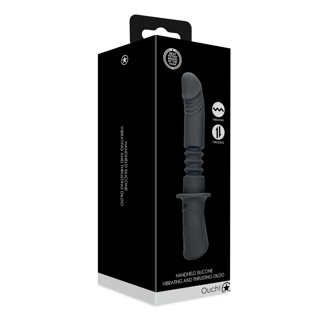Handheld Vibrerende en Duwende Seksmachine - Zwart