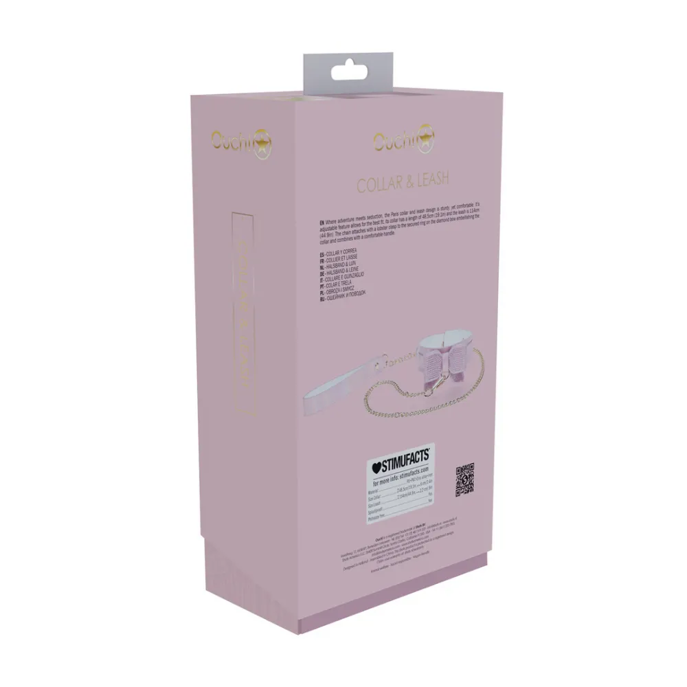 Paris Collectie - Halsband met Leash - Roze