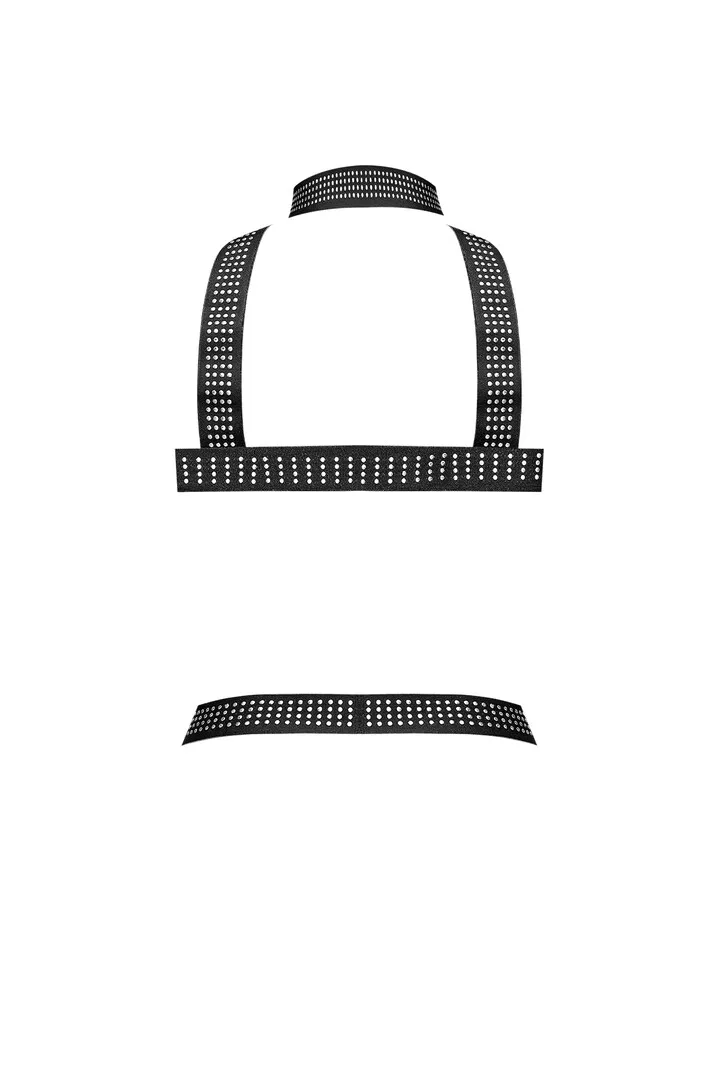 Elastische Harnas met Studs - Eén Maat - Zwart