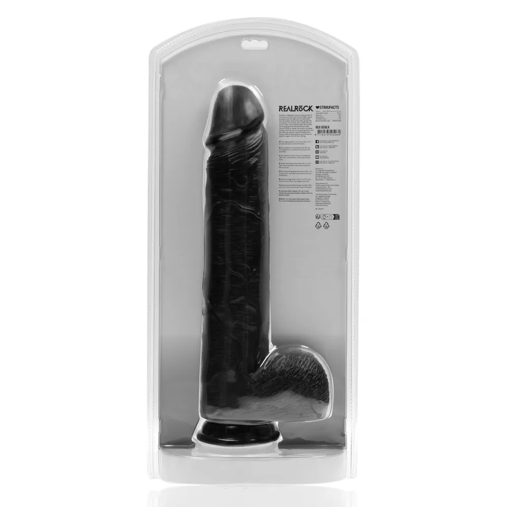 Extra Large Straight met Ballen 15 / 38 cm - Zwart