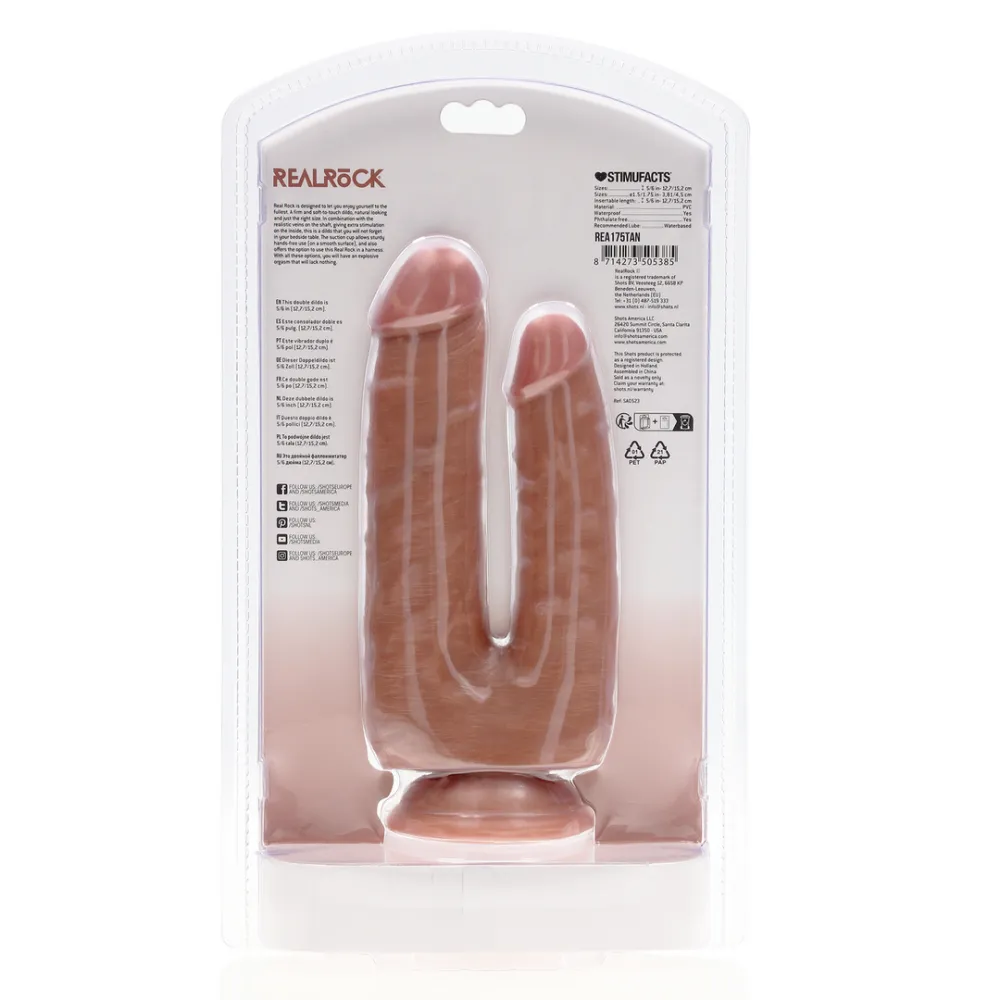 Dubbele Probleem Dildo 5/6 - 12,7/15,2 cm - Tan