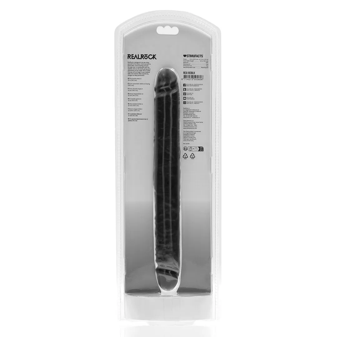 Slim Double Ended Dong 12 / 30,5 cm - Zwart