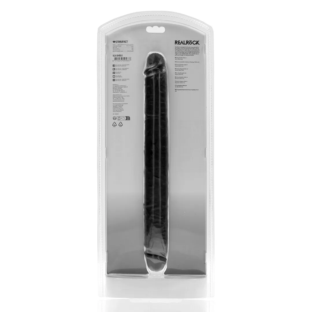 Slim Double Ended Dong 14 / 35,6 cm - Zwart