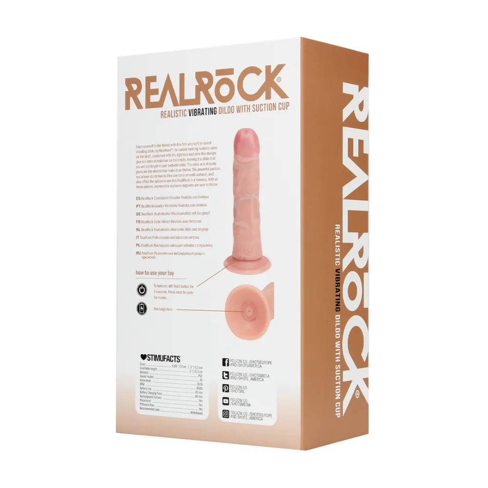 Vibrerende Regelmatige Gebogen Dildo - 6 / 15,5 cm - Vlees