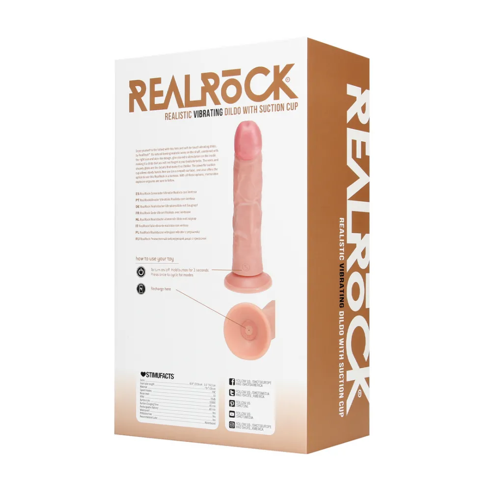 Vibrerende Reguliere Gebogen Dildo - 8 / 20,5 cm - Vlees