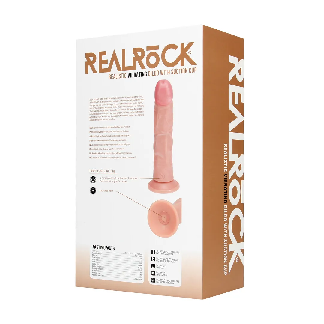Vibrerende Reguliere Gebogen Dildo - 8 / 20,5 cm - Vlees