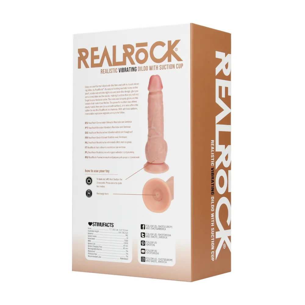 Vibrerende Regelmatige Rechte Penis met Ballen - 7 / 18 cm - Vlees