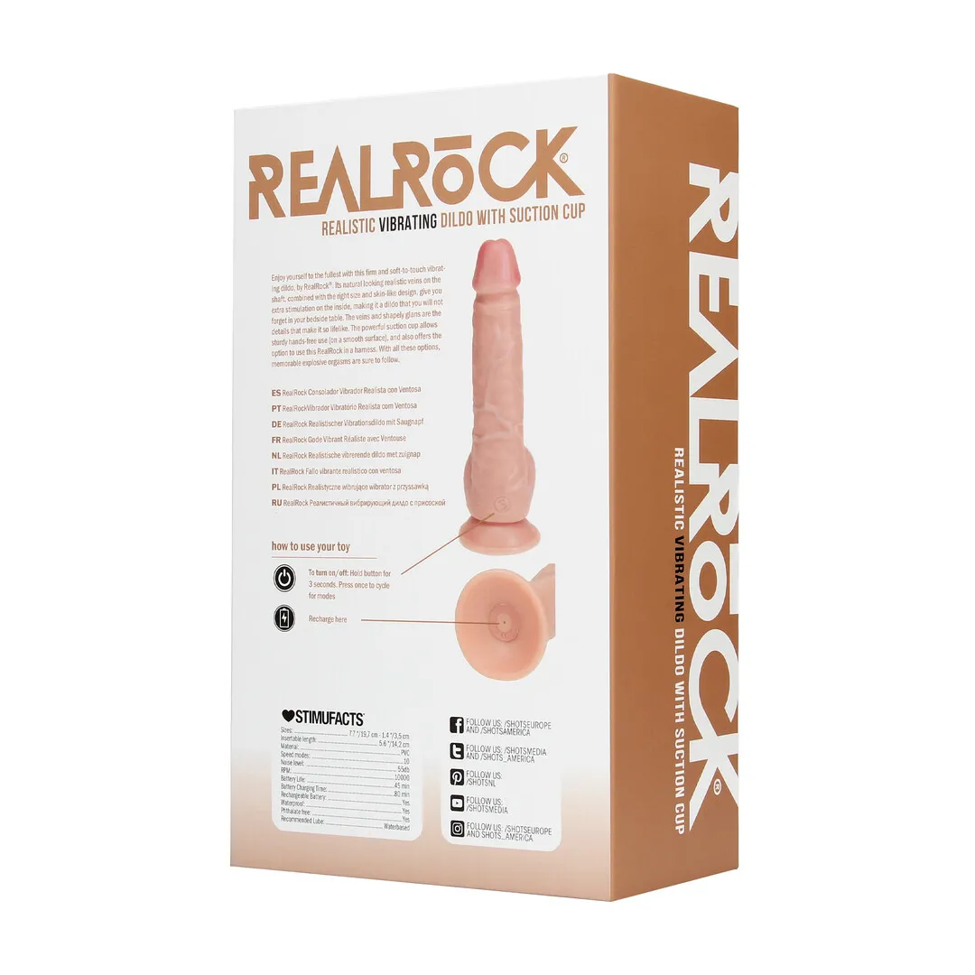 Vibrerende Regelmatige Rechte Penis met Ballen - 7 / 18 cm - Vlees