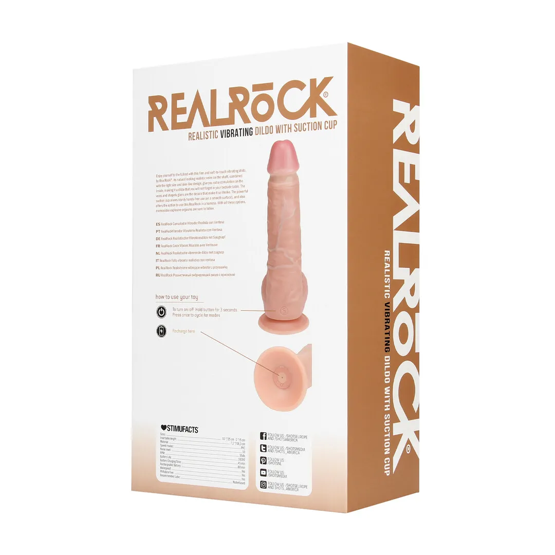 Vibrerende Reguliere Rechte Penis met Ballen - 9 / 23 cm - Vlees