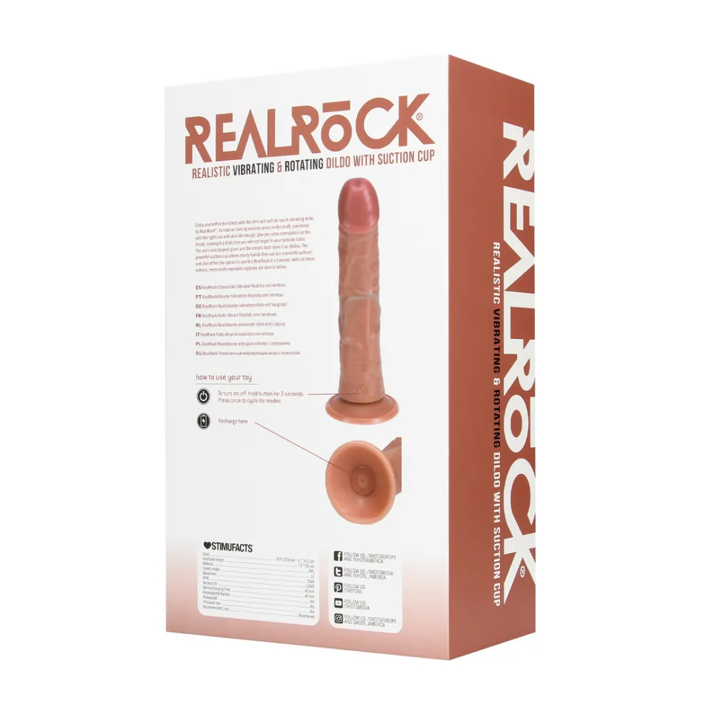 Vibrerende en Rotating Regular Curved Cock - 8 / 20,5 cm - Tan