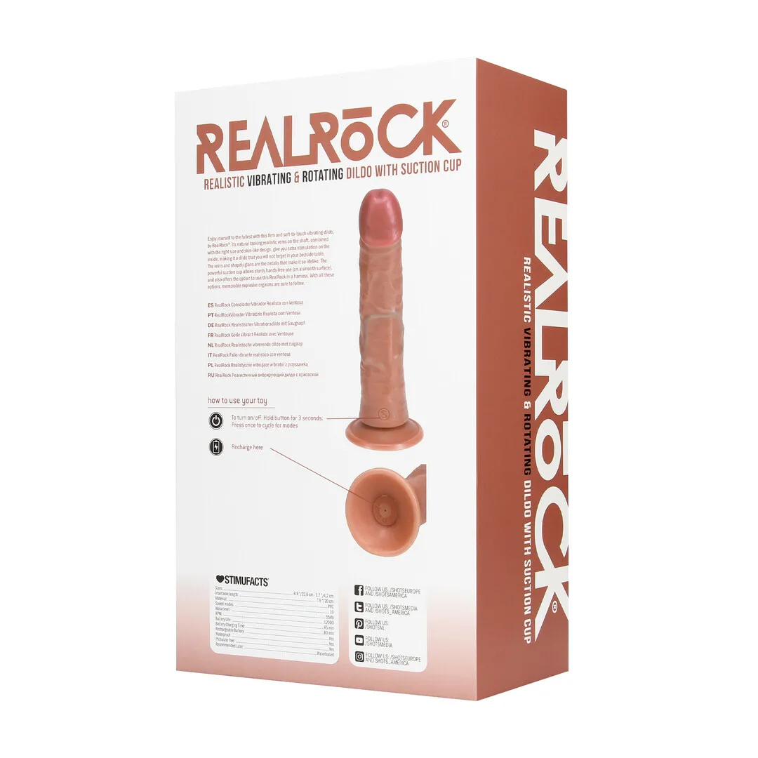 Vibrerende en Rotating Regular Curved Cock - 8 / 20,5 cm - Tan