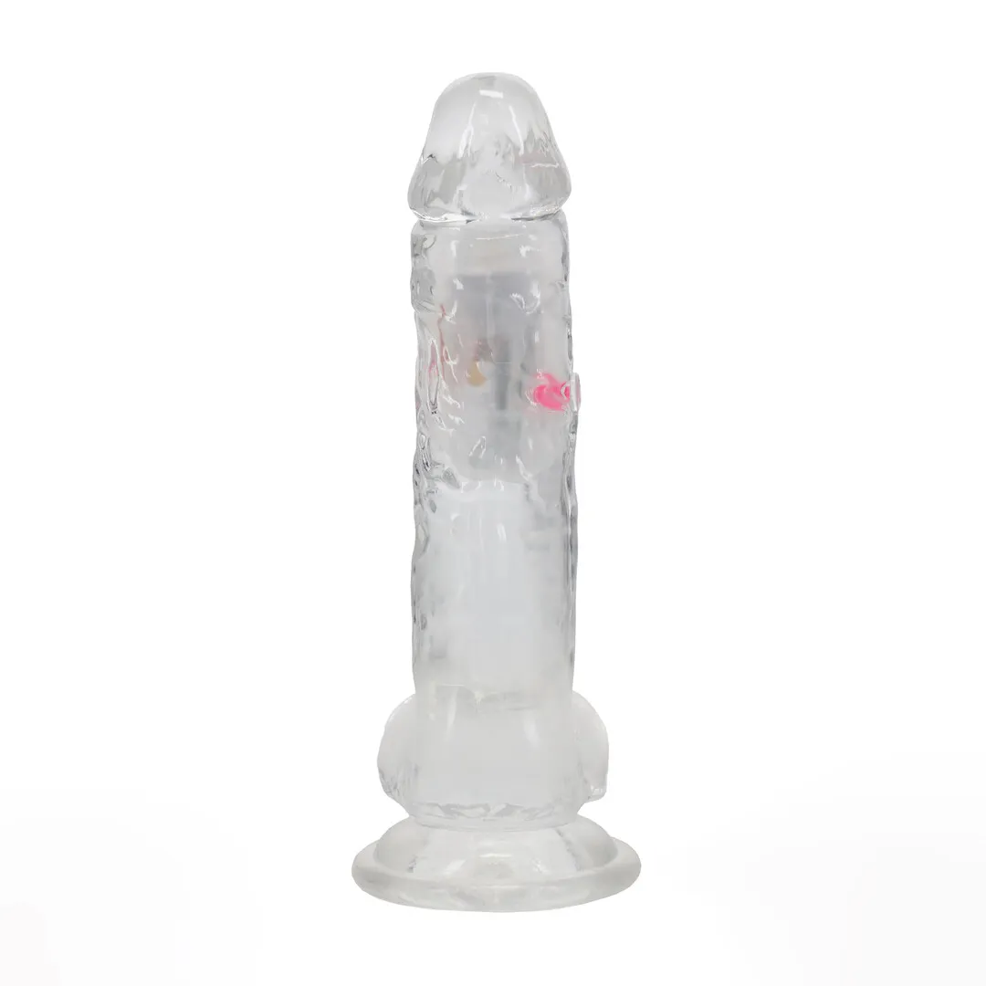 LED Vibrerende Rechte Penis met Ballen - 20 cm - Transparant