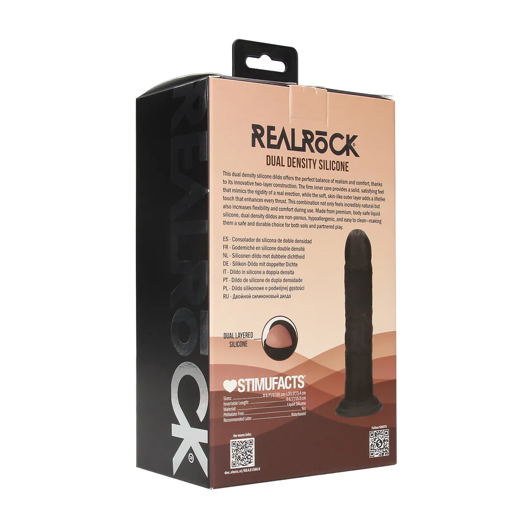 Dual Density Silicone Gebogen Realistische Dildo met Zuignap - 6 / 15,5 cm - Zwart