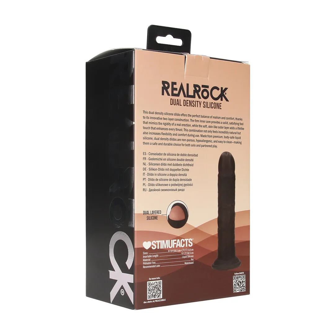 Dual Density Silicone Gebogen Realistische Dildo met Zuignap - 7 / 18,5 cm - Zwart