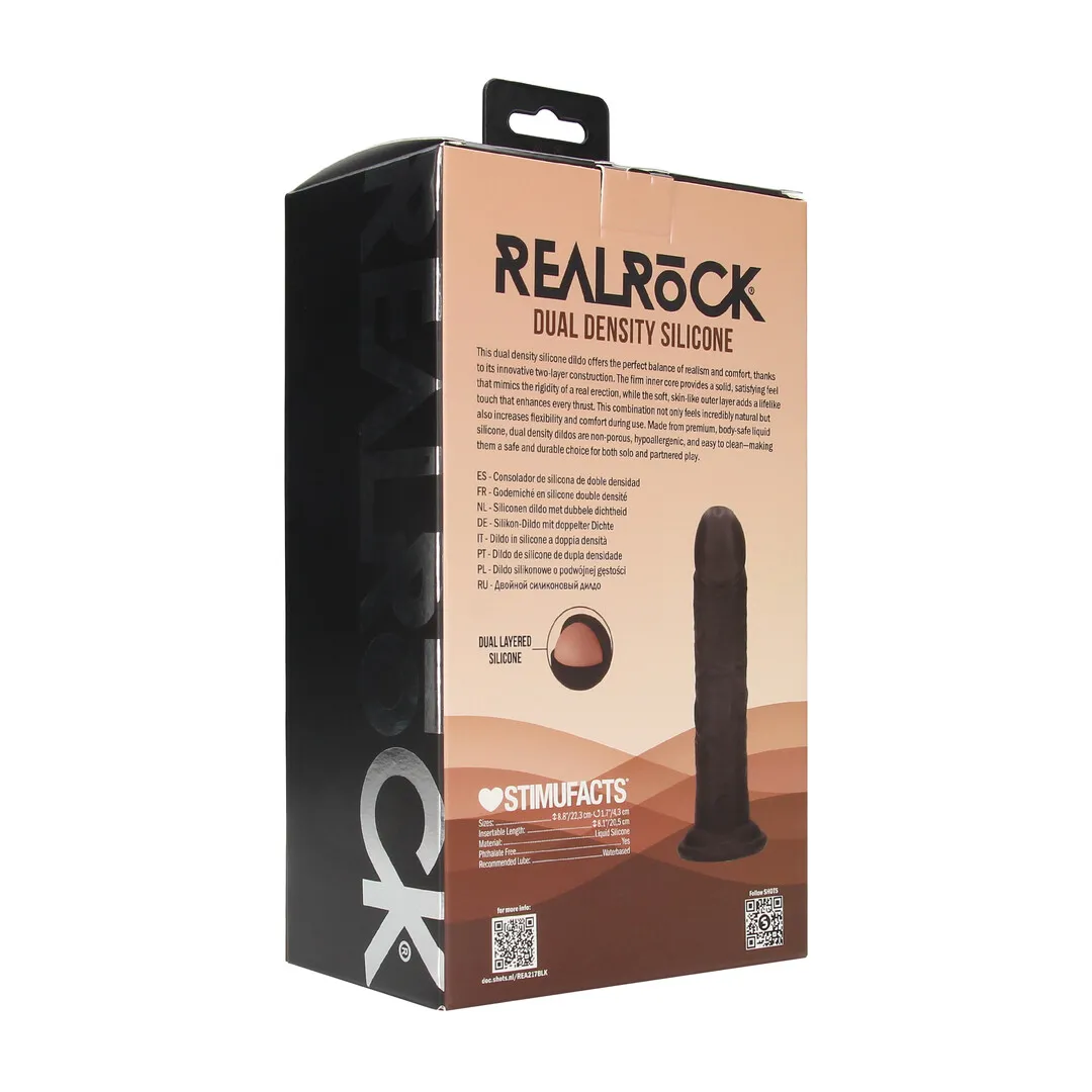 Dual Density Silicone Gebogen Realistische Dildo met Zuignap - 8 / 20,5 cm - Zwart