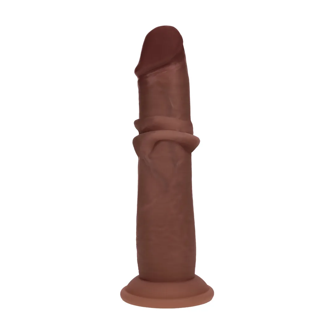 Dual Density Silicone Realistische Sliding Skin Dildo - 6 / 15,5 cm - Bruin