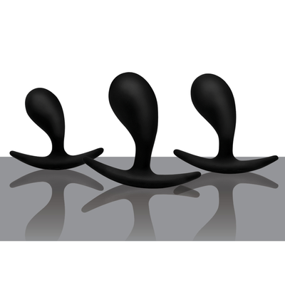 Dark Droplets - 3-delige Gebogen Anale Trainer Set - Zwart