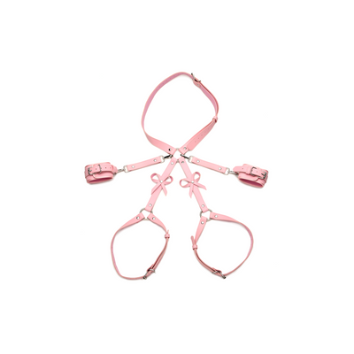 Bondage Harness met Strikjes - XL/2XL - Roze