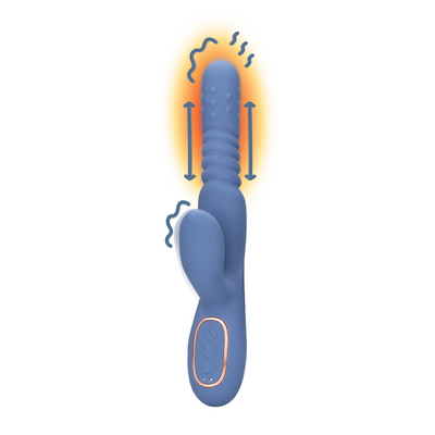 Warmende Draaibare Kralen en Duwende Konijnen Vibrator - Blauw Nova
