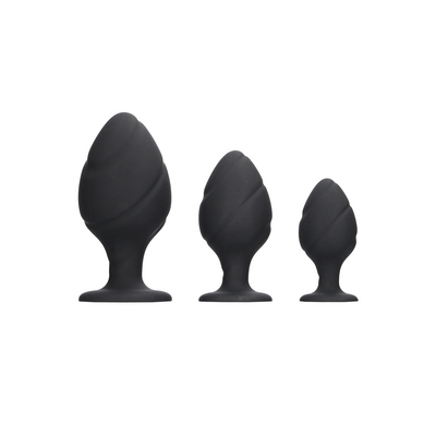 Gedraaid Butt Plug Set - Zwart