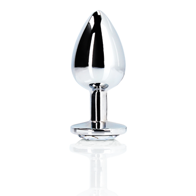 Ronde Gem Butt Plug - Medium - Zilver/Diamant