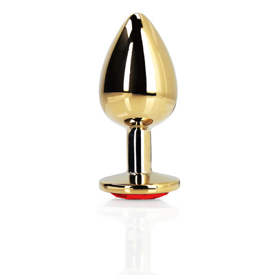 Hart Edelhart Buttplug - Groot - Goud/Ruby Rood