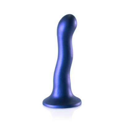 Ultra Zachte Siliconen Curve G-Spot Dildo - 7'' / 17 cm - Metallic Blauw