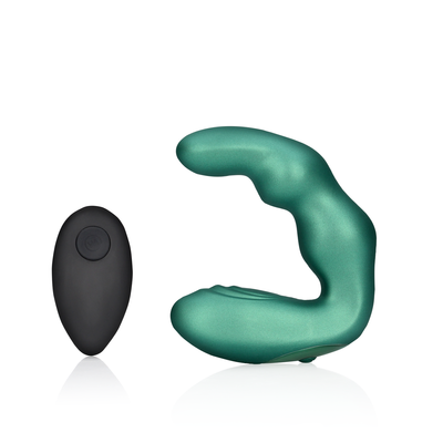 Bent Vibrating Prostate Massager met Afstandsbediening - Metallic Groen