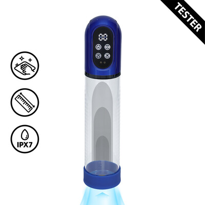 Engage - Automatische Waterdichte Penis Pomp en Masturbator - Metallic Blauw - Tester