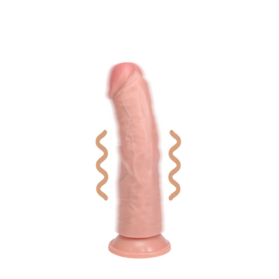 Vibrerende Regelmatige Gebogen Dildo - 6 / 15,5 cm - Vlees